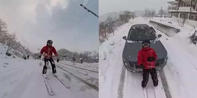 Öğretmenin tehlikeli kayak eğlencesi