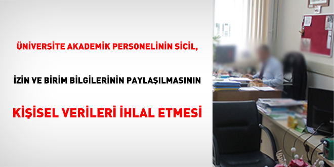 Üniversite Akademik Personelinin Sicil, İzin Ve Birim Bilgilerinin Paylaşılmasının Kişisel Verileri İhlal Etmesi